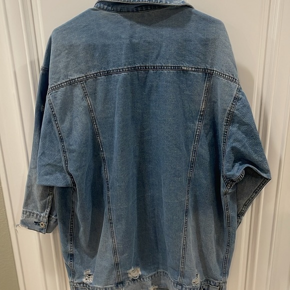 Highway Jeans blue denim Jean long jacket distressed oversized sized XL - Picture 5 of 16